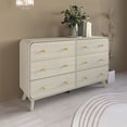 thumbnail image 1 of Castle Place Mid-Century 6 Drawer Wooden Dresser, Natural, 1 of 7