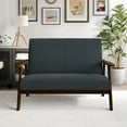 thumbnail image 1 of Castle Place Mid-Century Upholstered Linen Loveseat, Charcoal Grey, 1 of 8