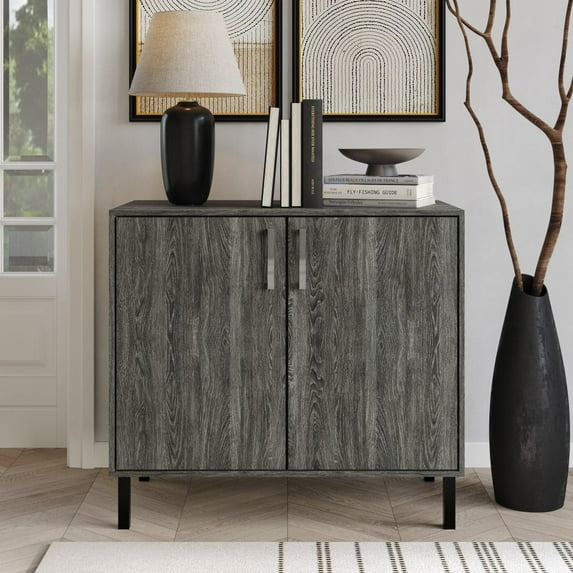 Castle Place Mid-century Sideboard Buffet Cabinet, Dark Grey
