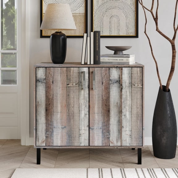 Castle Place Mid-century Sideboard Buffet Cabinet, Natural Oak