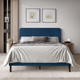 thumbnail image 1 of Castle Place Velvet Upholstered Curved Full Bed, Navy Blue, 1 of 11