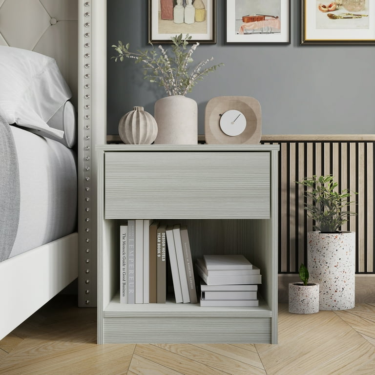 Castle Place Minimalist Nightstand with 1 Drawer Light Gray Walmart