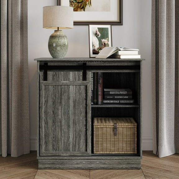 Castle Place Minimalist Sideboard Buffet Cabinet, Dark Grey