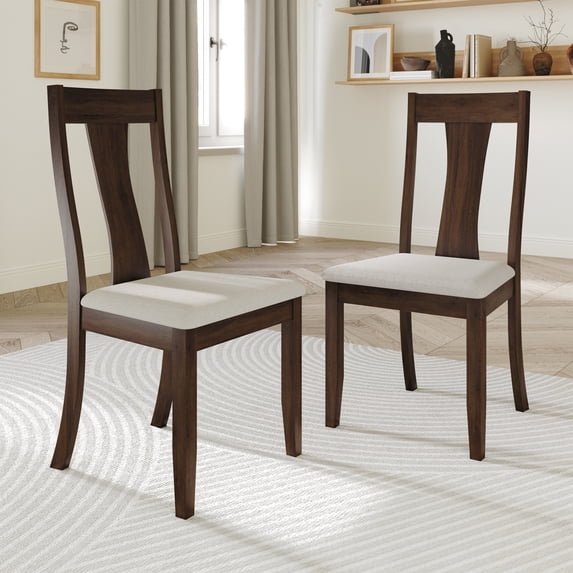 Castle Place Minimalist Wooden Dining Chair, Set of 2, Brown