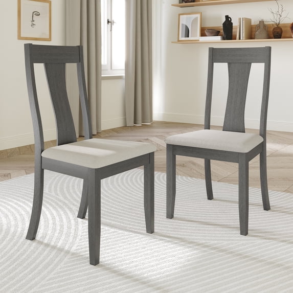 Castle Place Minimalist Wooden Dining Chair, Set of 2, Grey