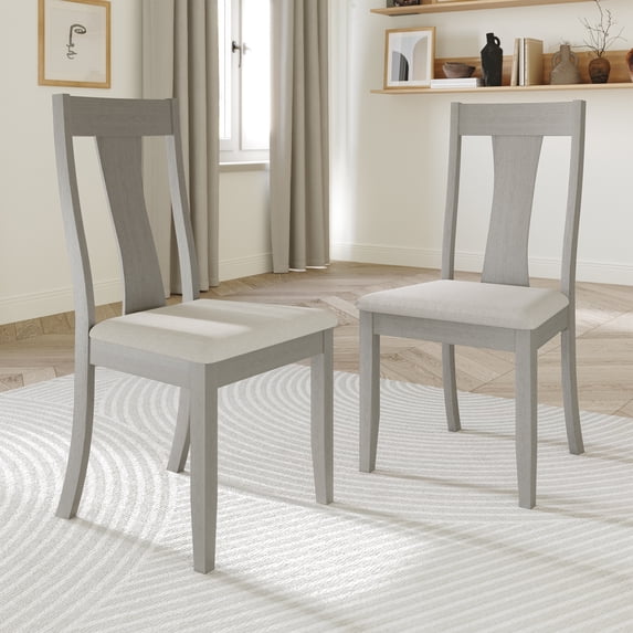 Castle Place Minimalist Wooden Dining Chair, Set of 2, White