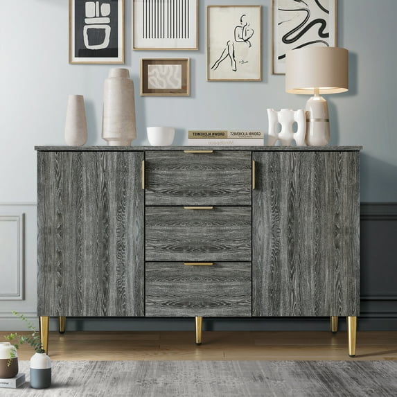 Castle Place Modern 45"L x 30"H Sideboard Accent Cabinet, Dark Grey