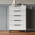 thumbnail image 1 of Castle Place Modern 5-Drawers Wooden Dresser, Light Grey, 1 of 8