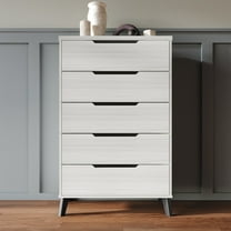 Castle Place Modern 5-Drawers Wooden Dresser, Light Grey