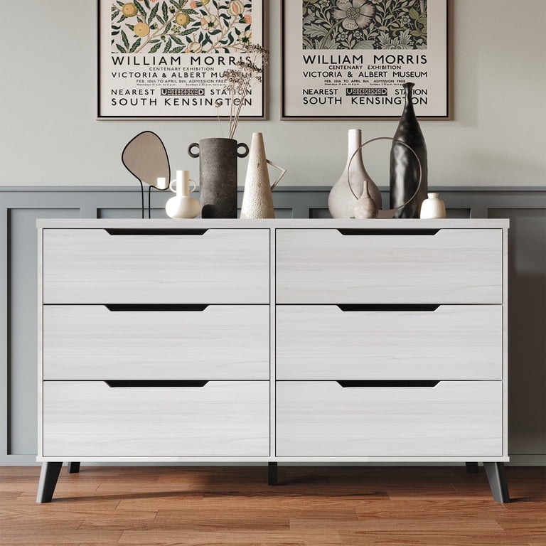light grey dresser Emmeline Scalloped 6-Drawer Dresser – Modway main image 1