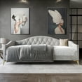 thumbnail image 1 of Castle Place Modern Camelback Silhouette Upholstered Tufted Twin Daybed, Silver Gray, 1 of 7