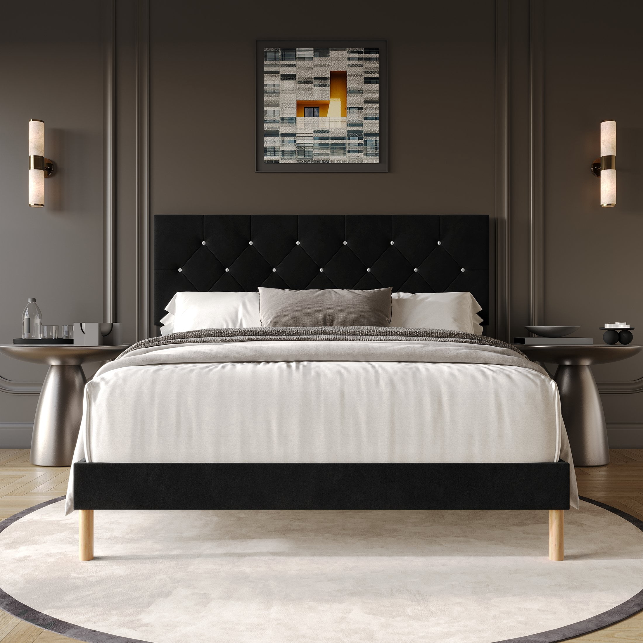 Ghost Black Velvet Twin Bed