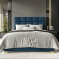 thumbnail image 1 of Castle Place Modern Elegance Velvet Upholstered Full Bed, Navy Blue, 1 of 11
