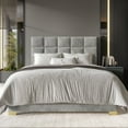 thumbnail image 1 of Castle Place Modern Elegance Velvet Upholstered Twin Bed, Silver Grey, 1 of 11