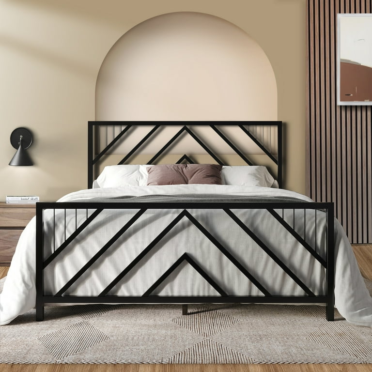 Black metal full bed deals