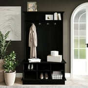 Castle Place Modern Black Storage Hall Tree, Black