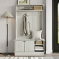 thumbnail image 1 of Castle Place Modern Hall Tree with Storage Cabinet, Light Grey, 1 of 11