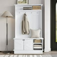 thumbnail image 1 of Castle Place Modern Hall Tree with Storage Cabinet, White, 1 of 11