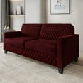 thumbnail image 1 of Castle Place Modern Luxe Velevet Diamond Tufted Upholstered Sofa, Red, 1 of 8