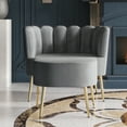 thumbnail image 1 of Castle Place Modern Luxury Upholstered Velvet Chair with Stool, Light Grey, 1 of 5