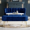 thumbnail image 1 of Castle Place Modern Luxury Upholstered Velvet Love Seat with Bench and Coffee Table, Navy Blue, 1 of 9