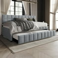 thumbnail image 1 of Castle Place Modern Velvet Upholstered Twin Daybed with Trundle, Light Grey, 1 of 7