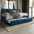 thumbnail image 1 of Castle Place Modern Velvet Upholstered Twin Daybed with Trundle, Navy Blue, 1 of 7