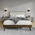 thumbnail image 1 of Castle Place Modern Wooden Full Platform Bed, Walnut, 1 of 8