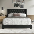 thumbnail image 1 of Castle Place Nailhead Trim Wingback Upholstered Bed, Black Velvet, King, 1 of 13
