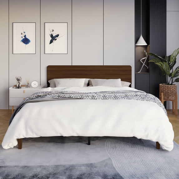 Castle Place Natural Harmony Wooden Full Platform Bed, Walnut