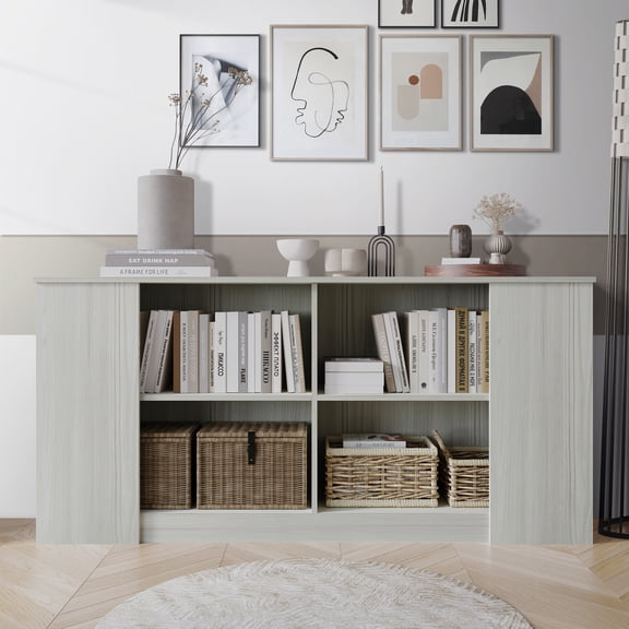 Castle Place Durable Engineered Wood 4 Shelf Sideboard, Light Grey
