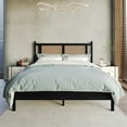thumbnail image 1 of Castle Place Rattan King Wooden Platform Bed, Black, 1 of 8