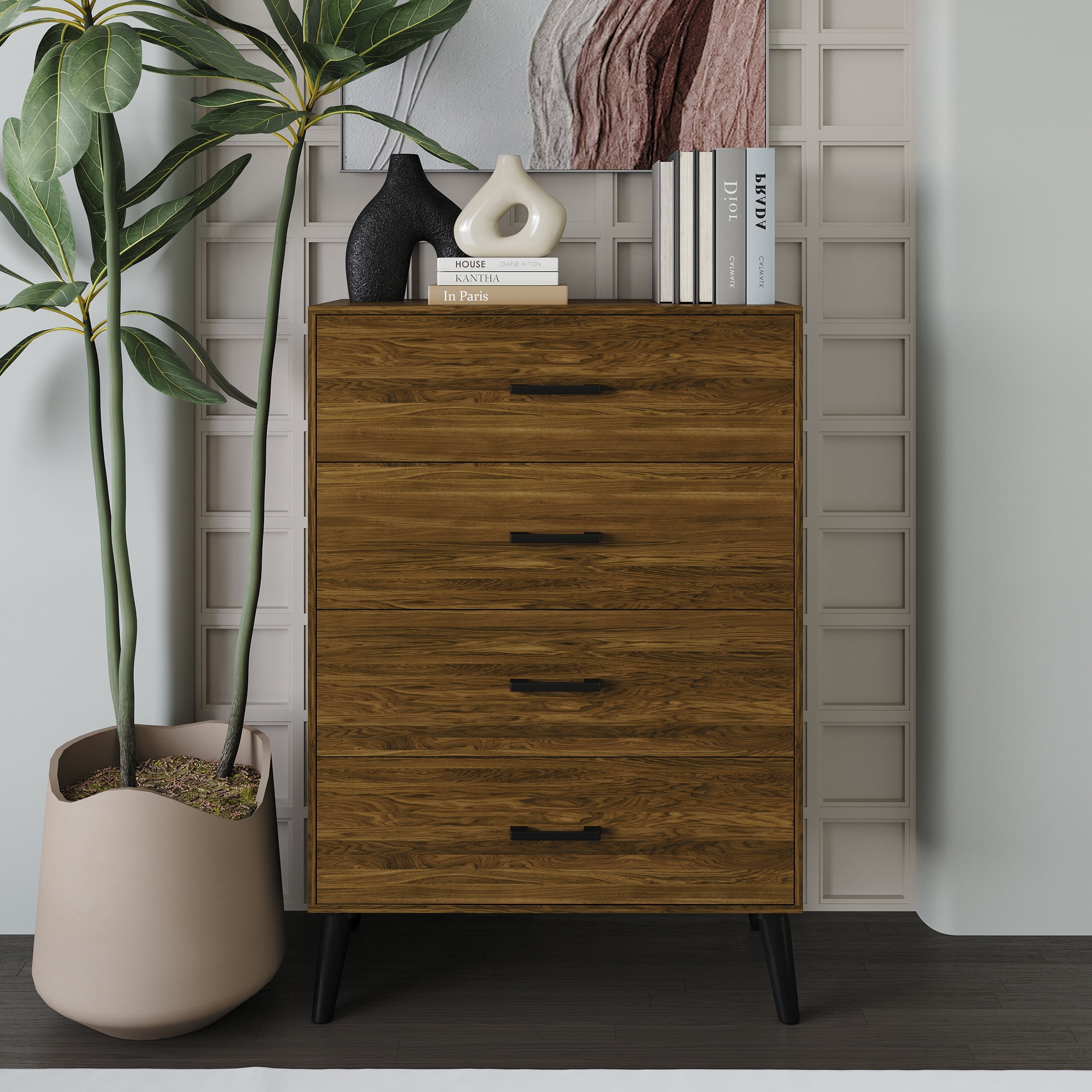 Castle Place Rustic 4 Drawer Wooden Dresser, Brown Castle Place Rustic 4 Drawer Wooden Dresser, Brown