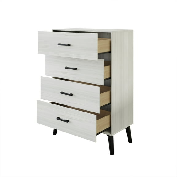 Castle Place Rustic 4 Drawer Wooden Dresser, Light Grey