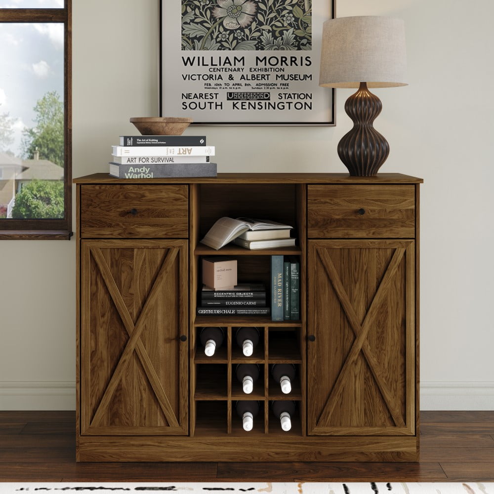 Castle Place Rustic Sideboard Buffet Cabinet, Brown