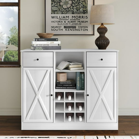 Castle Place Rustic Sideboard Buffet Cabinet, White