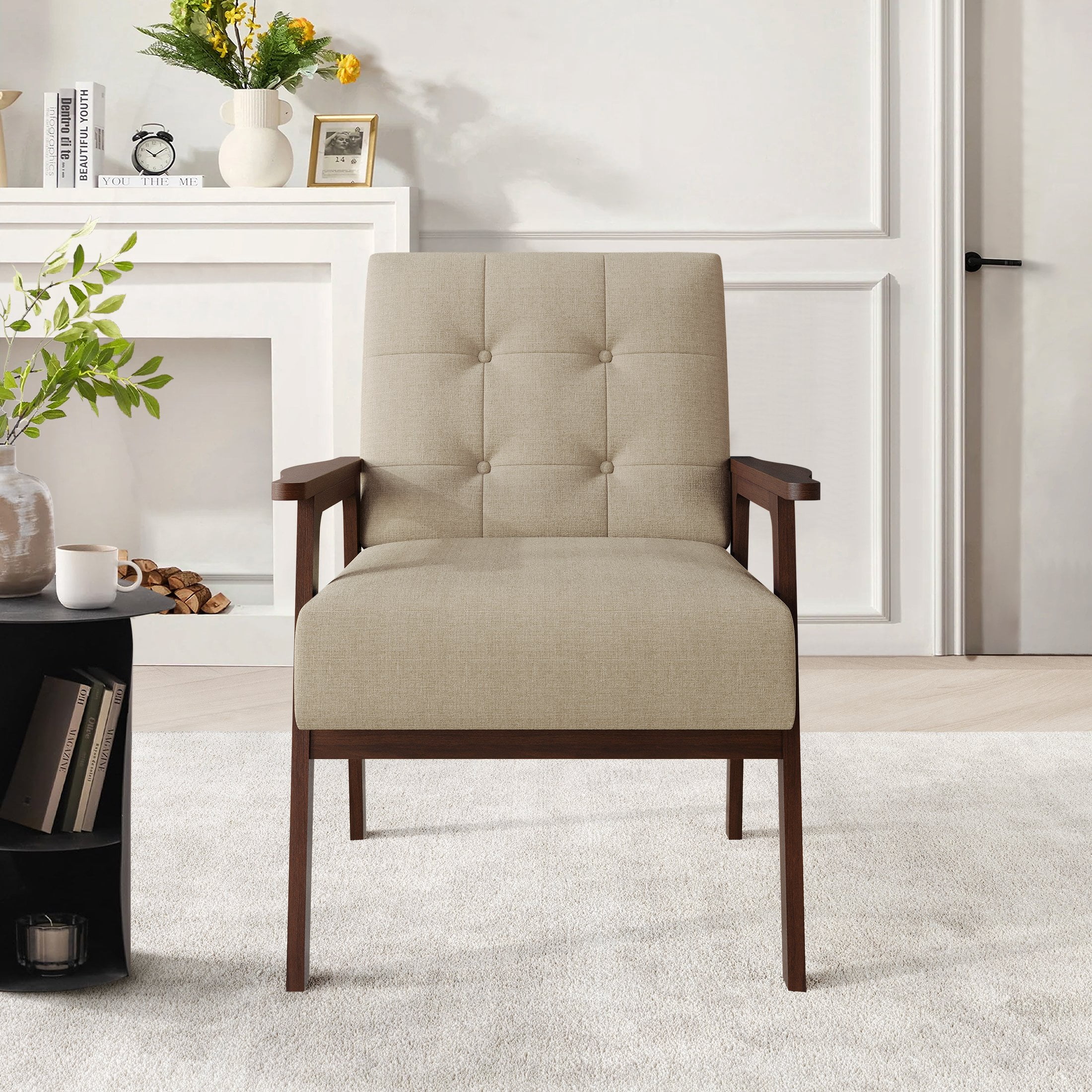 Castle Place Shabby Chic Accent Chair, Beige