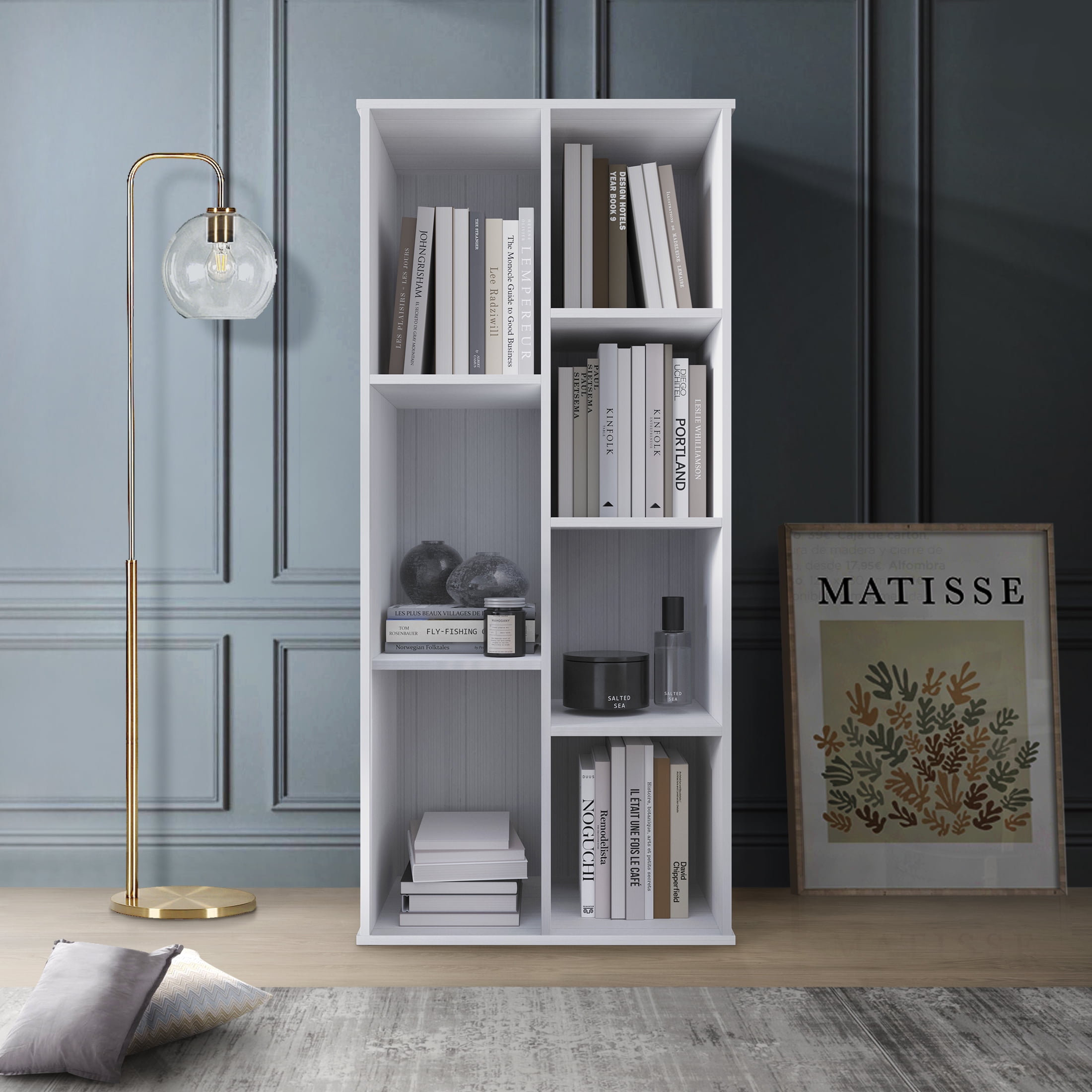Castle Place Simple 7-Cube Open Shelf Bookcase, White