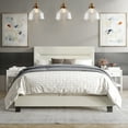 thumbnail image 1 of Castle Place Simple Linen Upholstered Twin Bed, Beige, 1 of 9