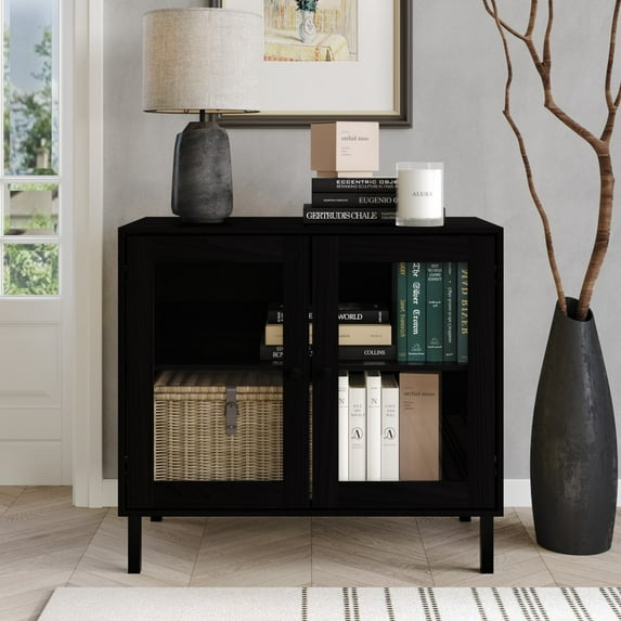 Castle Place Simple Modern Sideboard Buffet Cabinet, Black