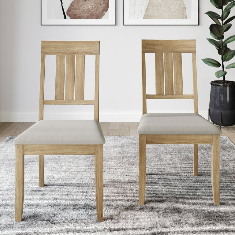 Castle Place Simple Wooden Dining Chair, Set of 2, Natural Oak - Main Image