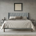 thumbnail image 1 of Castle Place Sleek Contemporary Velvet Upholstered Queen Platform Bed, Light Grey, 1 of 10