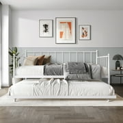 Castle Place Sleek Twin Size Metal Daybed with Trundle, White