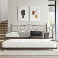 thumbnail image 1 of Castle Place Stylish Twin Metal Daybed with Trundle, Brown, 1 of 7