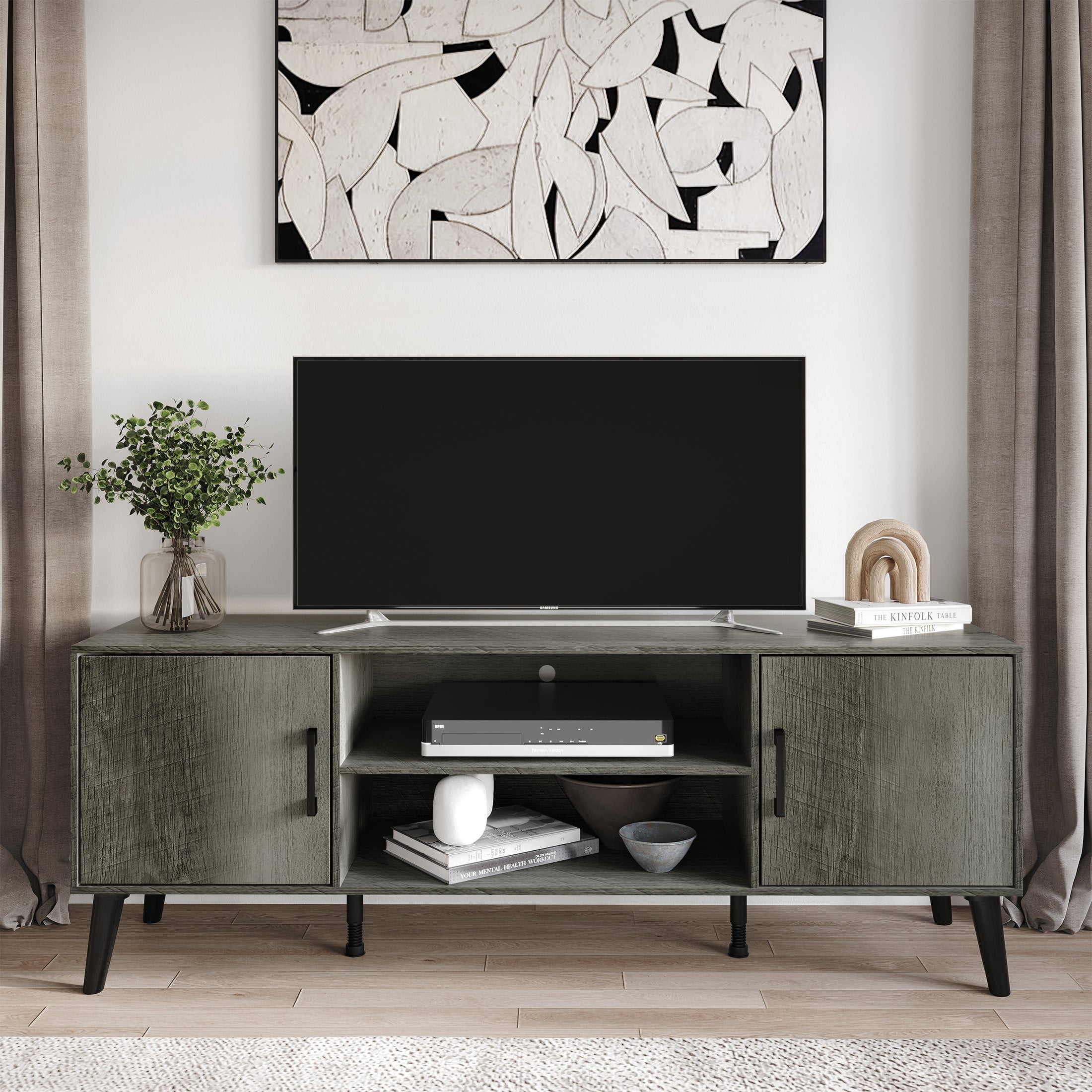 Castle Place Timeless TV Stand Console for TVs up to 65", Grey