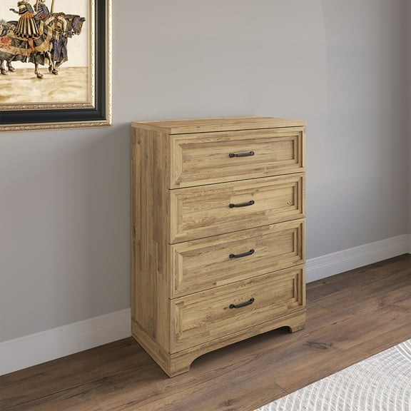 Castle Place Traditional 4 Drawer Wooden Dresser, Brown Oak