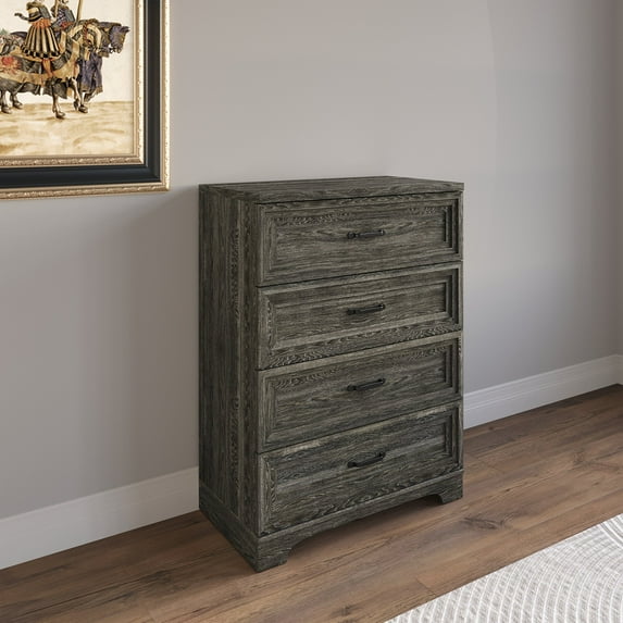 Castle Place Traditional 4 Drawer Wooden Dresser, Dark Grey