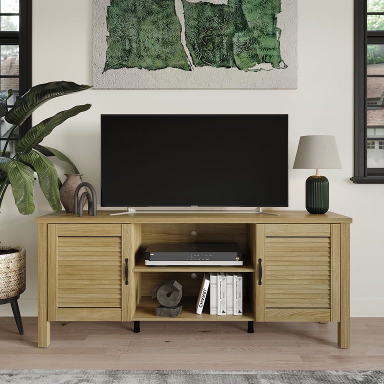 Castle Place TV Stand Console - Vintage Louvered Doors - Walmart.com