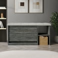 thumbnail image 1 of Castle Place Upholstered 41"L x 22" H Bench with Shoe Storage, Dark Grey, 1 of 9