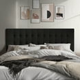 thumbnail image 1 of Castle Place Upholstered Button Tufted Linen Headboard, Black, Queen, 1 of 5